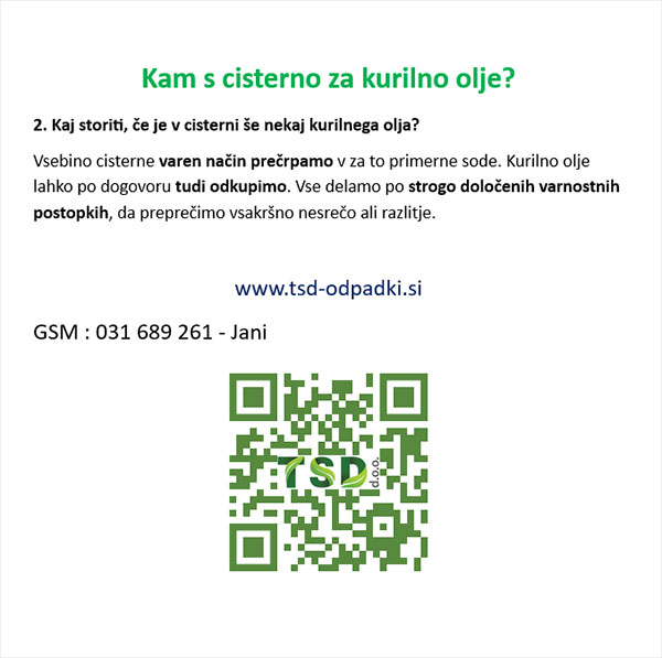 Kam s cisterno za kurilno olje Kaj storiti, če je v cisterni še nekaj kurilnega olja