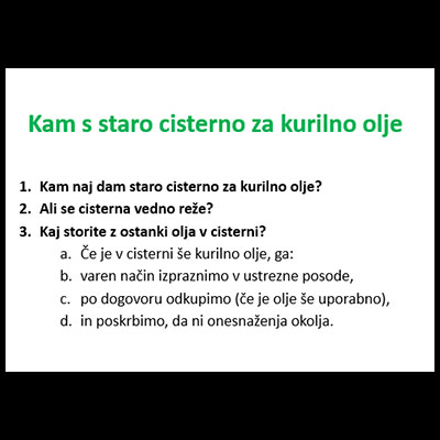 Kam s staro cisterno za kurilno olje Kam s staro cisterno za kurilno olje