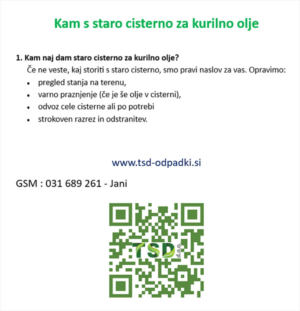 Kam s staro cisterno za kurilno olje Kam s staro cisterno za kurilno olje