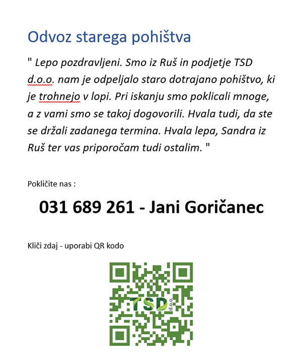 Odvoz starega pohištva mnenje