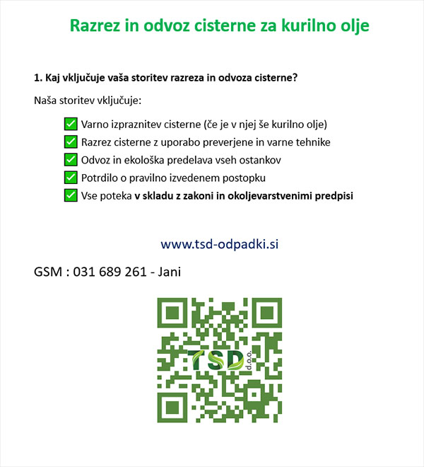 Razrez in odvoz cisterne za kurilno olje