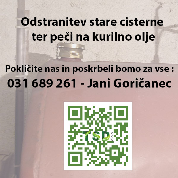 Odstranitev stare cisterne ter peči na kurilno olje