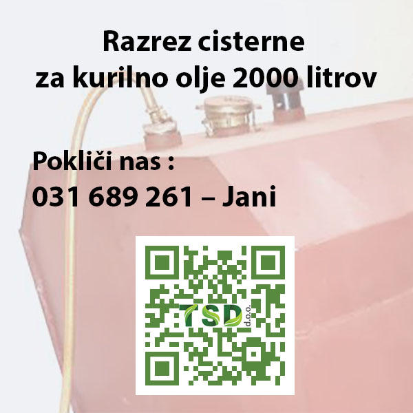 Razrez cisterne za kurilno olje 2000 litrov