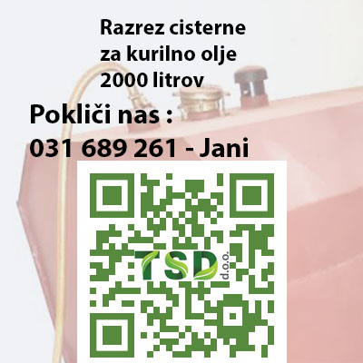 Razrez cisterne za kurilno olje 2000 litrov